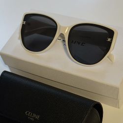 Celine Sunglasses Off White Cream Frame Cat Eye Summer Fall 