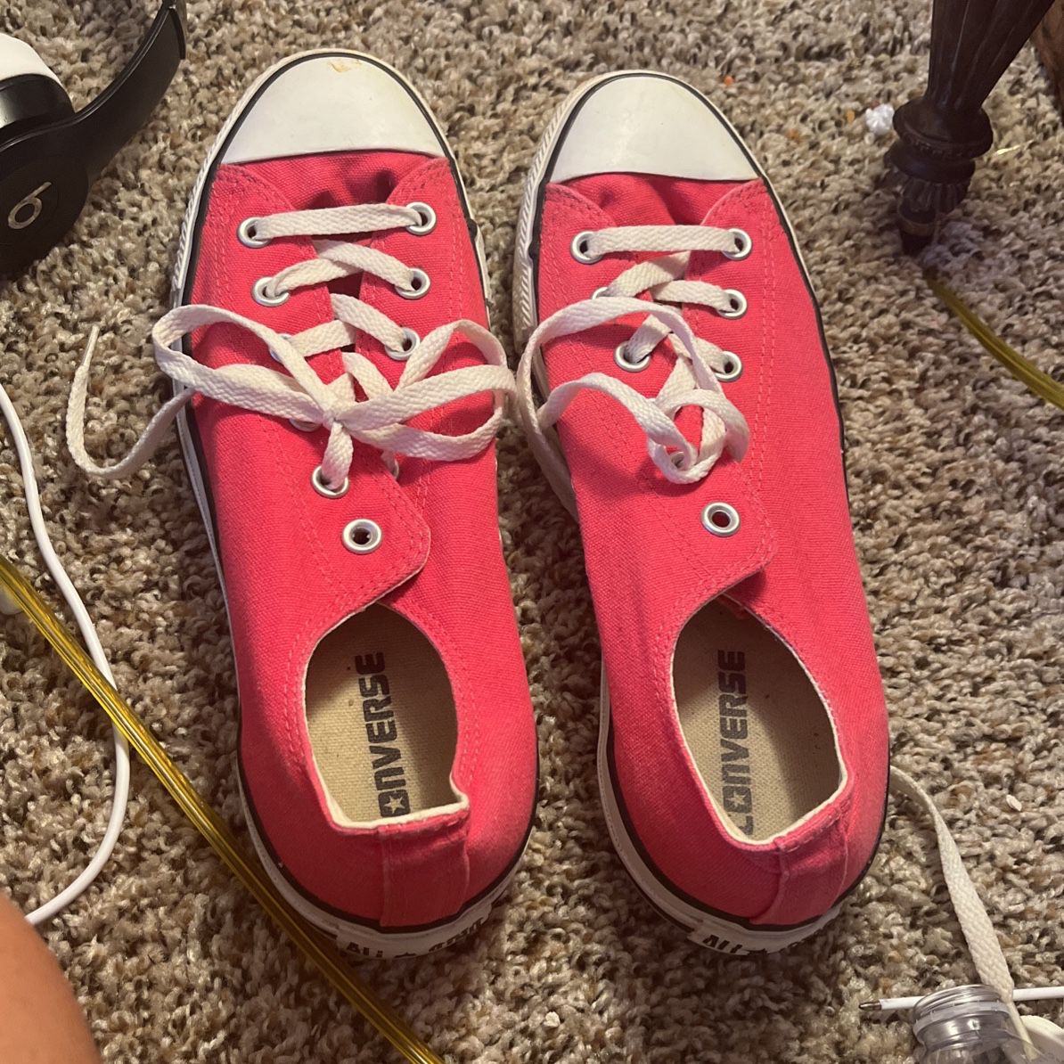3 Pairs Size 8 Pink/red/another Pink  Converse