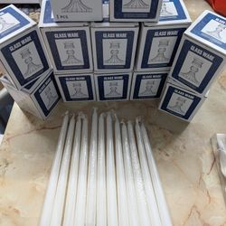 Glass Taper Candle Holders with Long White Candles