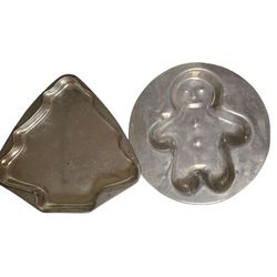 pvintage metal christmas cake pans tree gingerbread man