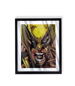X-Men Wolverine in Rage art piece on black frame