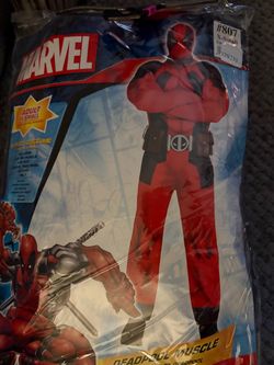 New Marvel Deadpool Adult X-Small Muscle Costume in its original packaging