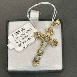 14K Gold Cross Pendant 