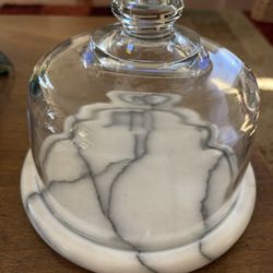 Vintage Marble Cheese Board with Dome Glass Lid
