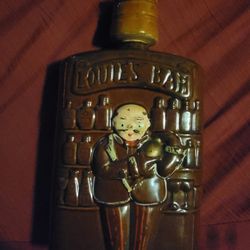 1950's Redware Liquor Whiskey Bottle ~ LOUIE'S BAR, Made in Japan