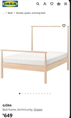 IKEA GJÖRA Queen Bed Frame Birch.  Mattress