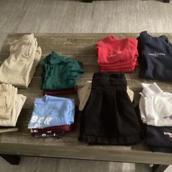 girl uniforms 8/10, boy 2 5/6 pants, 3shirts  colson shirts elementary 