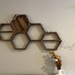 Wood Hexagon Shelves