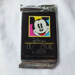 Vintage DISNEY Collector Cards Pack Yellow, Walt Disney Trading Cards from 1991