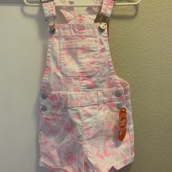 Pink Tie Dye Overall Shorts Size 4T Girls Wonder Nation