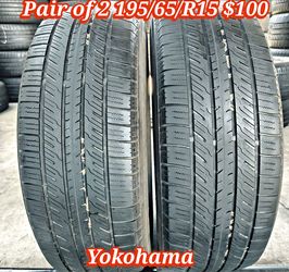 Pair of 2 Yokohama tires 195/65/R15 ‼️ free instalation and balance ‼️