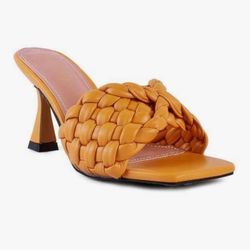 Summer Heeled Sandals for Women, Orange Size 6.5