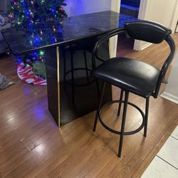 BLACK MARBLE BAR STOOL SET