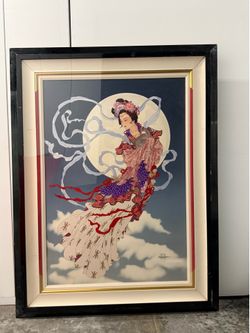 Very Large Caroline Young Hand Signed Framed Lithograph. 49”x37”