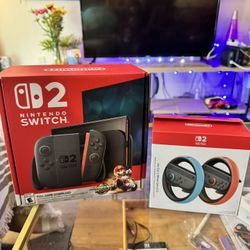 Nintendo Switch 2 Mario Kart Bundle (console, game, wheel controllers)