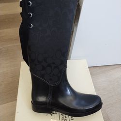 Coach Leather Rubber Boots 