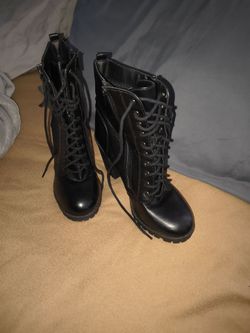 Soda Black Lace-Up Combat Boots
