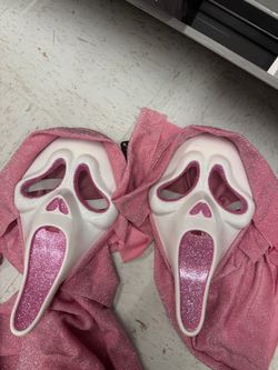 Pink ghost face mask