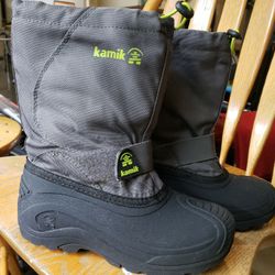 Kamik Winter Snow Boots Kids Boys/Girls Grey/Black Size 2