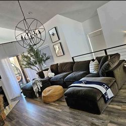 DOUBLE CHAISE CHARCOAL GREY BRAND NEW SECTIONAL SAME DAY DELIVERY 