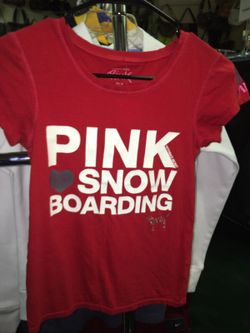 Toria secret pink snowboarding bling shirt extra small