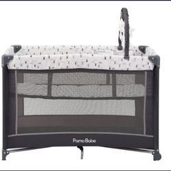 Pamo Babe Portable Playard with Padded Mat & Toy Bar – Foldable Baby Crib !!!!