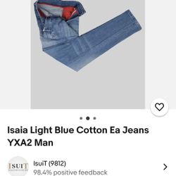Isaia Pants Jeans Blue Lights Size 36x31 Men’s 