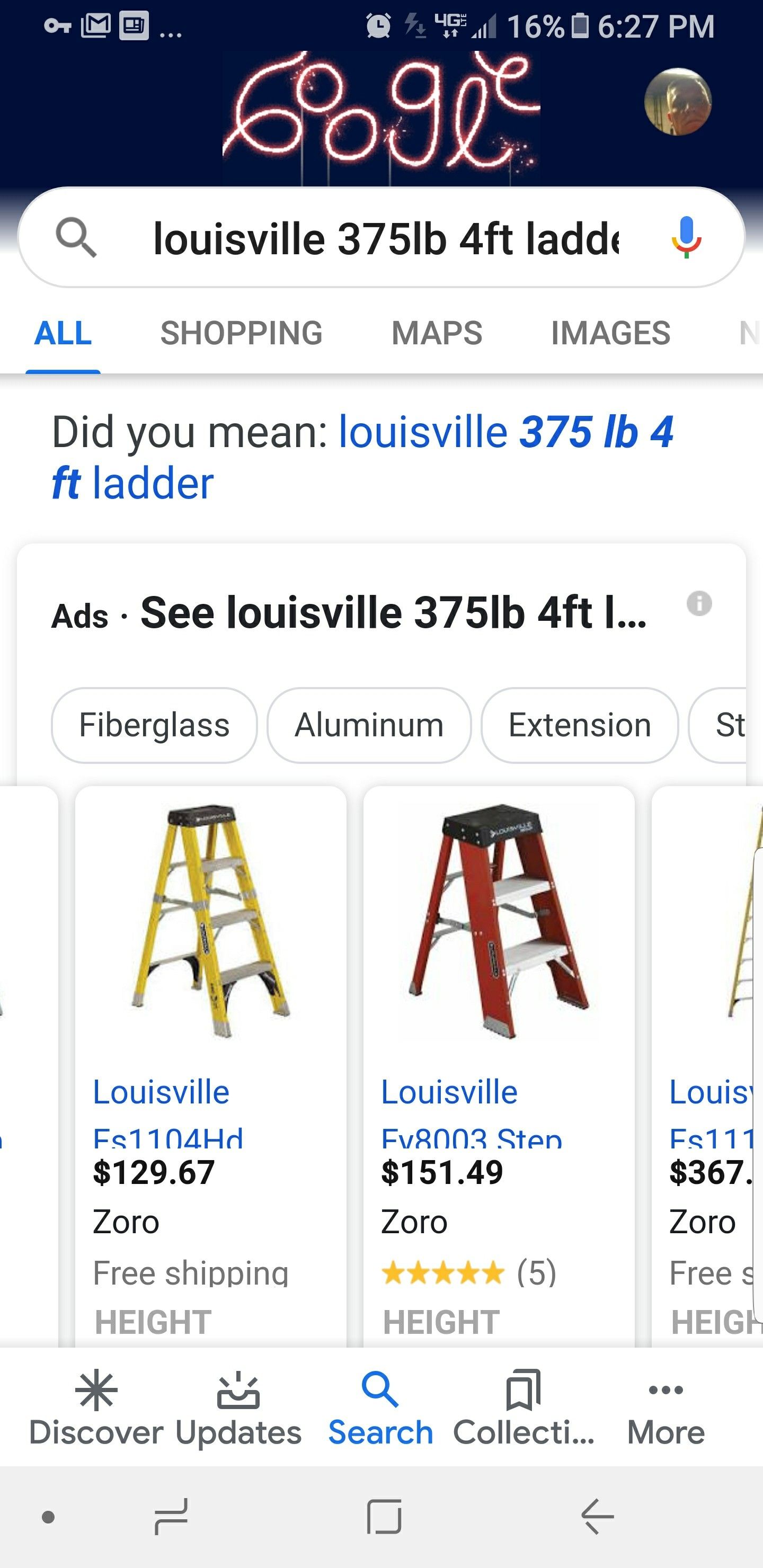 Louisville ladders 1 2ft and 1 4ft 375lbs rated