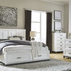 Brynburg White Footboard Storage Platform Bedroom Set

