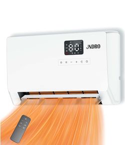 JNDRO wall heater with thermostat and remote control  1500W silent electric wall heater, LED display, ECO mode, 60°/90°/120° oscillation