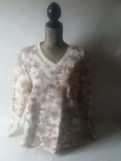 Laura Scott women's Floral v-neck sweatshirt Sz.M