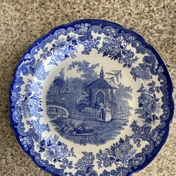 Blue Spode Dinner Plates And Cups 