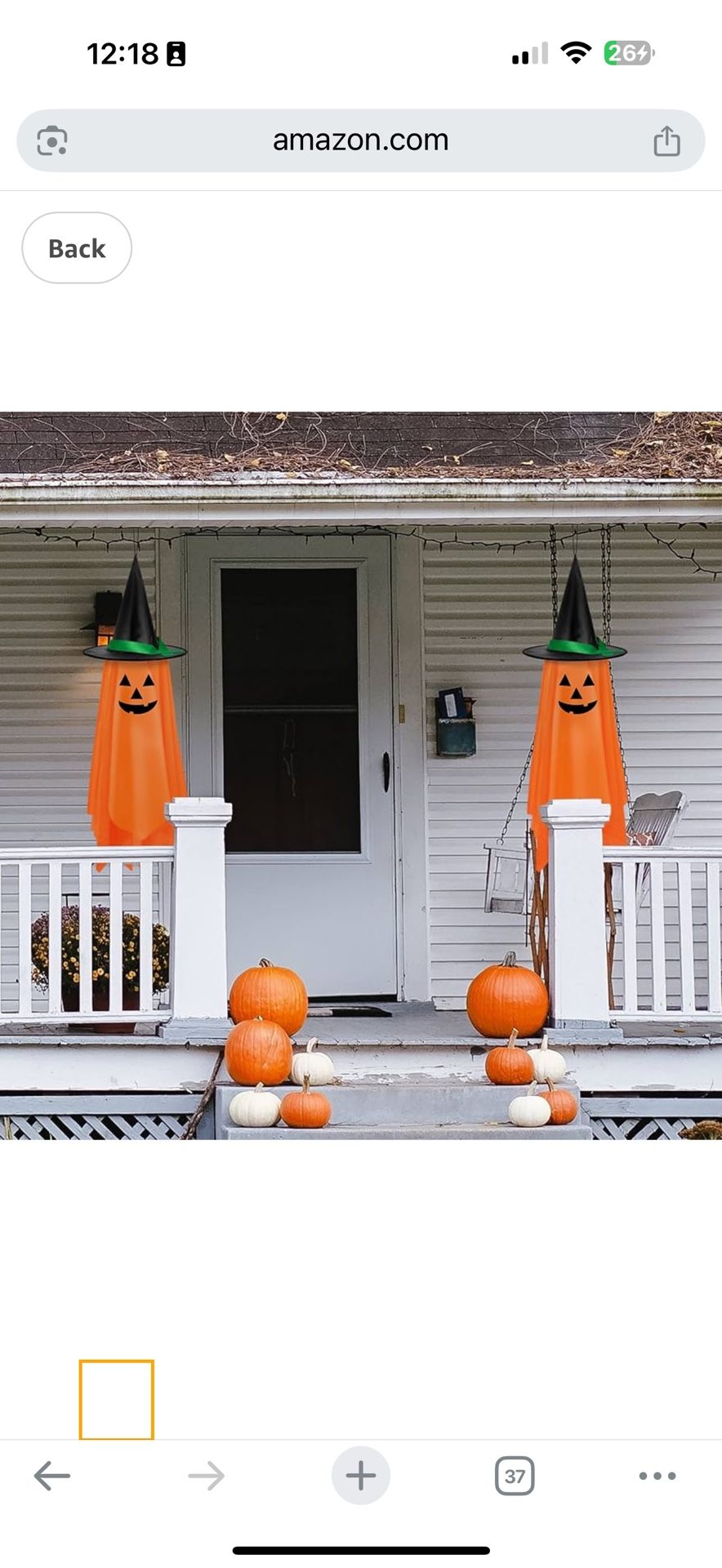 Halloween Hanging Ghosts Decorations Outdoor - 2 Pack White Ghost Decorations Outside, Cute Hanging Decorations Decor for Kids' Outdoor Garden, Tree, 