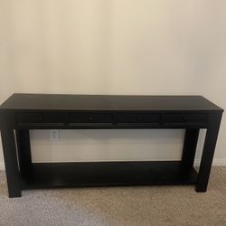 Black Rectangle Console Table With 4 Drawers