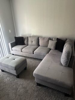 Grey L-Shaped Couch