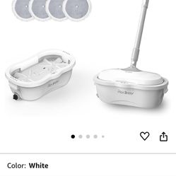 Redkey Electric Spin Mop with Bucket - Cordless Electric Mop with LED Headlight and Water Spray, Up to 60 min Electric Floor Cleaner, Electric Mops fo