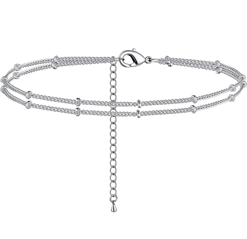 Layered Simple Beads Chain Anklet Satellite Chain Anklet