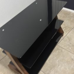 Black glass tv stand