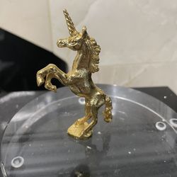 Vintage Yellow Gold Tone Small Unicorn Figurine 3.25”