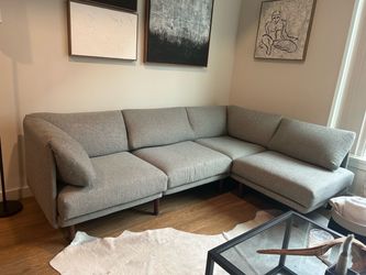 Gray Fabric L-Shaped Sectional Sofa