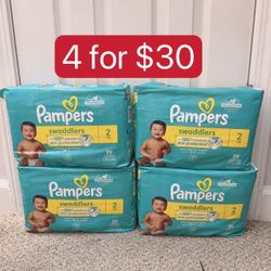 Pampers swaddlers size 2     4 for$30