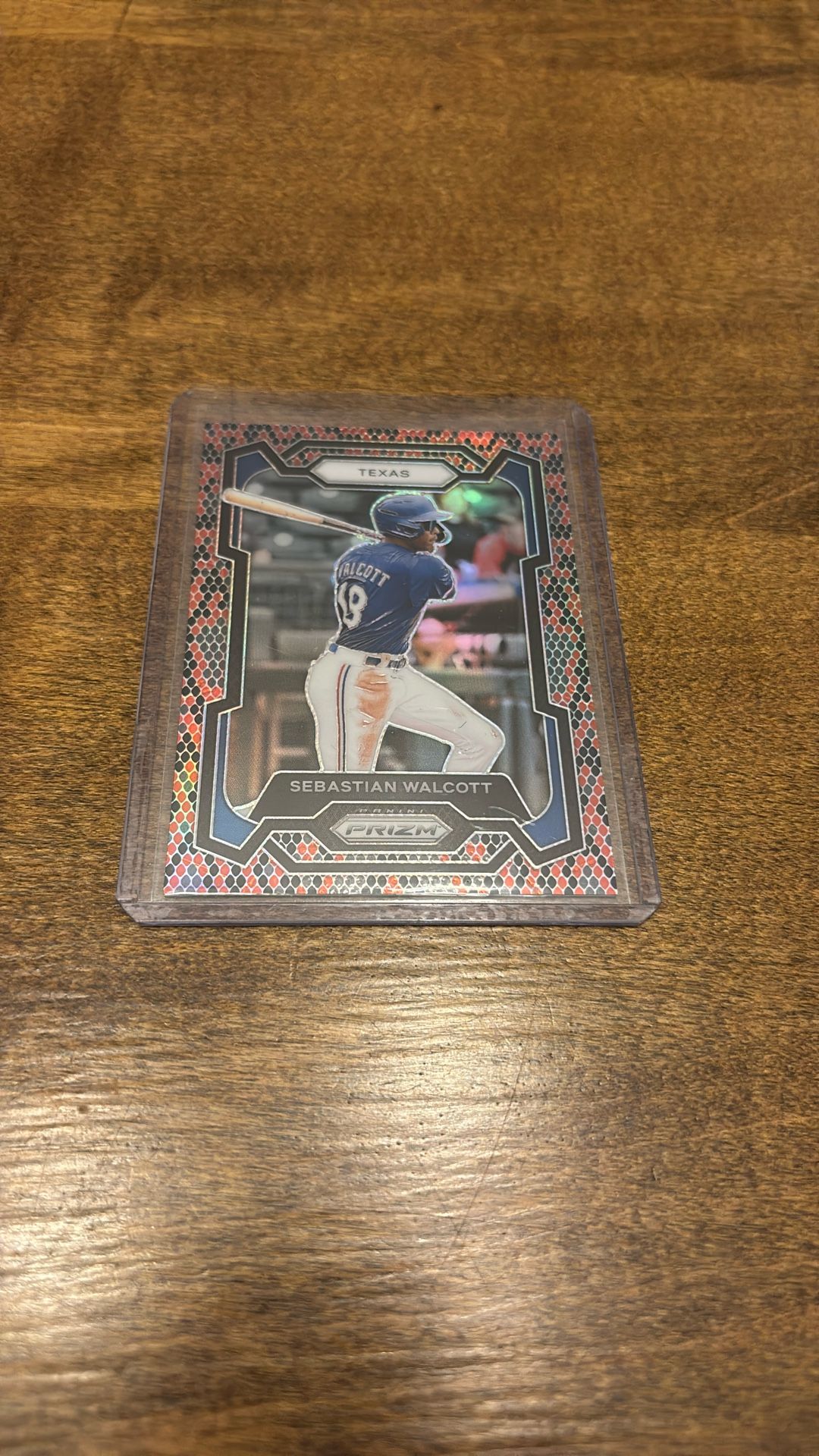 Texas Rangers Sebastian Walcott Rookie Snakeskin Parallel 2024 Panini Prizm Baseball