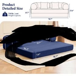 Kerdom 78inch Sectional Modular Sofa With 3 Pillows