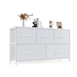 White Dresser 5 Fabric Drawers