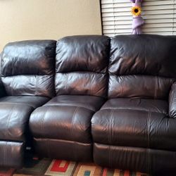 Sofa Duo Power Recliner Leather Dark Brown  SERIOUS BUYERS ONLY PLEASE