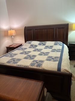 Cherry Wood Sleigh Bed Frame