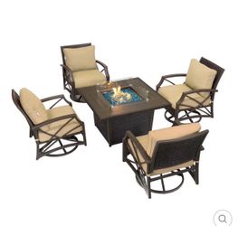 ETHAN 5-PIECE OUTDOOR FIRE PIT TABLE SET FOR PATIO