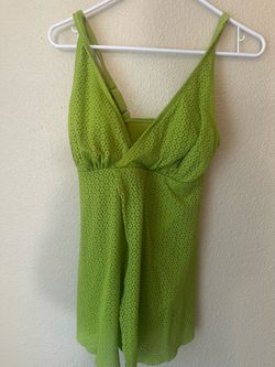 Green Eyelet Cami swimwear top