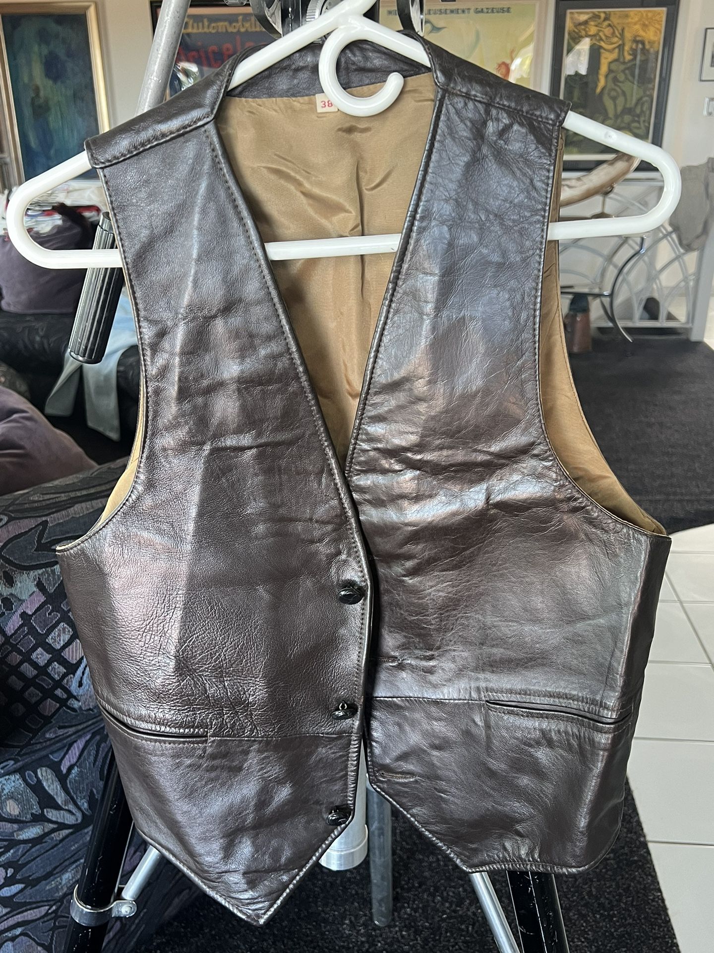 Vintage Leather Vest Size 38