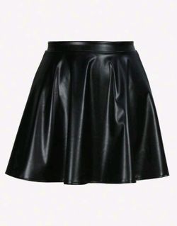 Black Faux Leather Skater Mini Skirt